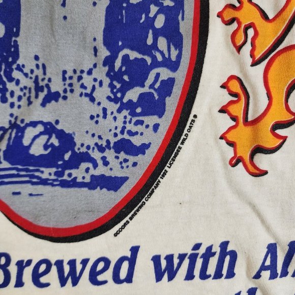 VINTAGE DS COORS T-SHIRT L FRONT AND BACK AOP - BEER LOGO SCRIPT - 1992 90'S - Picture 6 of 11